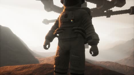 Astronaut-walking-on-an-Mars-planet